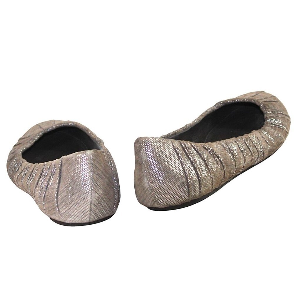 Elizabeth and James Metallic Ballet Flats Boho Chic Silver Slip On Shoe Size 5.5 - Picture 9 of 10
